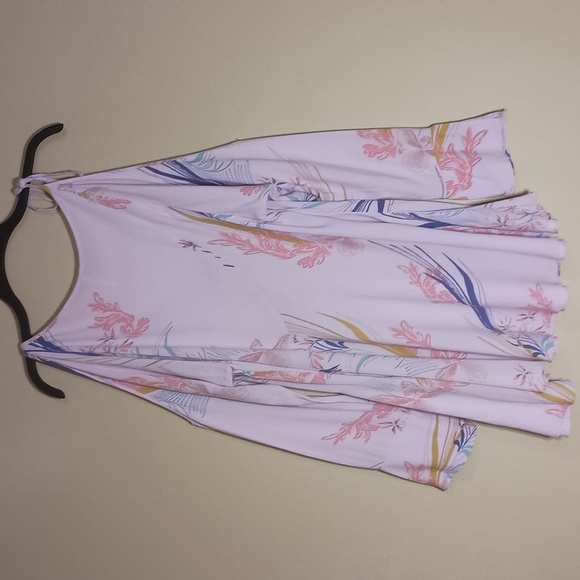 Free People Clear Skies Cold Shoulder Tunic/Dress In Lilac Floral - Picture 5 of 8